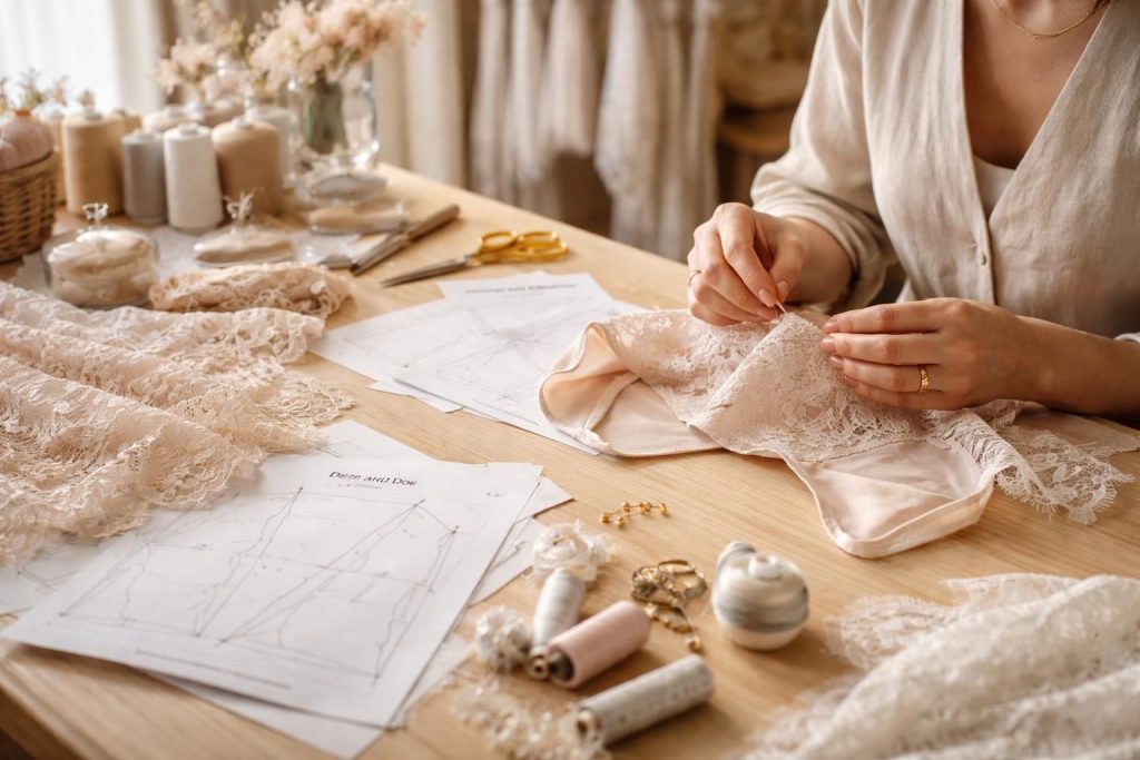 apprenez à coudre votre lingerie sur mesure avec les patrons deer and doe et les dentelles de calais pour une garde-robe élégante et raffinée.