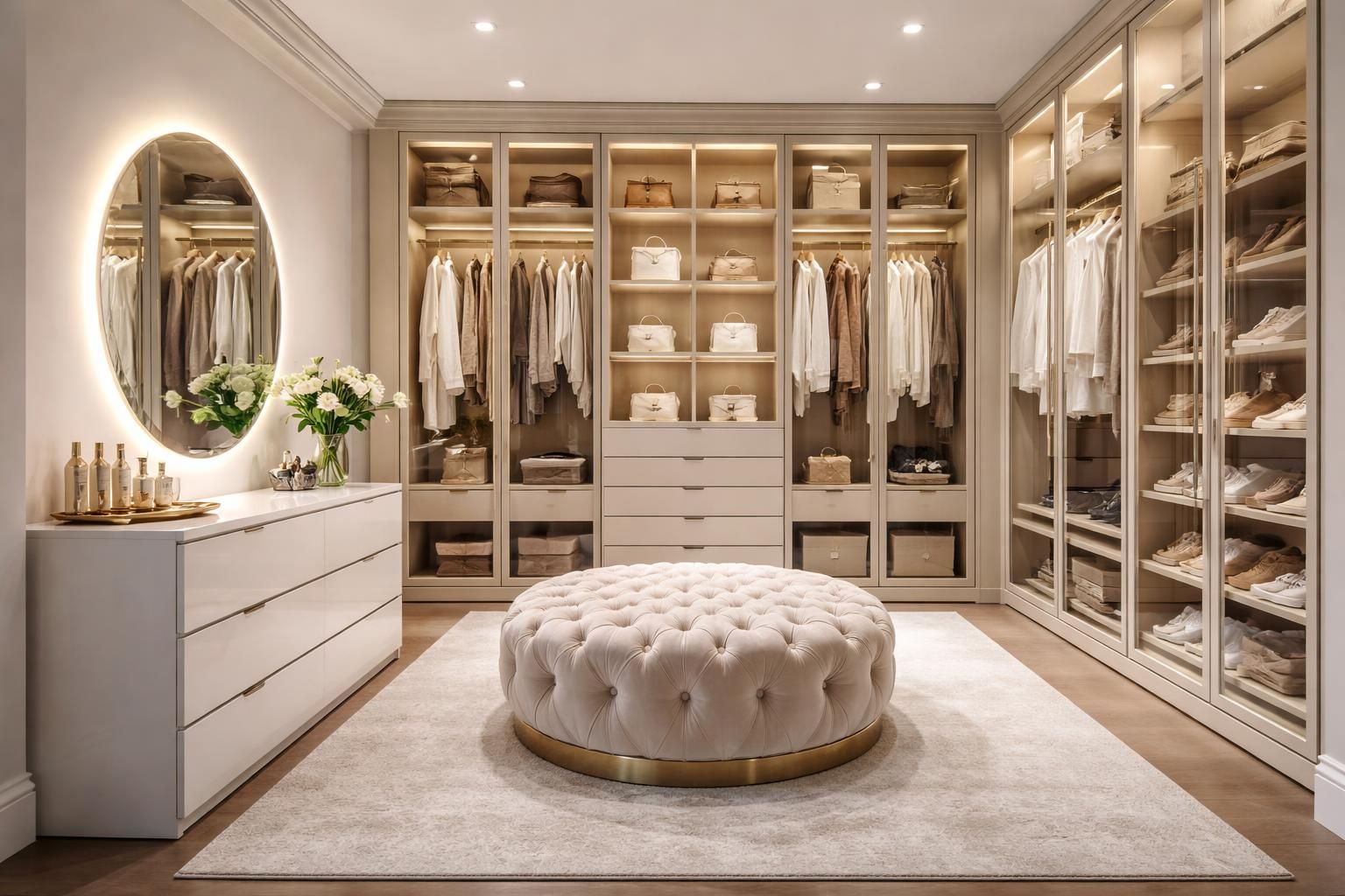 découvrez comment créer un dressing luxueux avec les penderies pax, un éclairage led élégant, des miroirs malm et une assise capitonnée pour un espace design et fonctionnel.